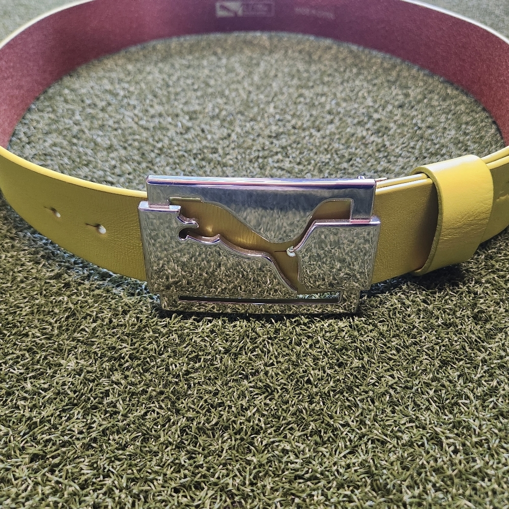 NWOT Puma Mens Leather Golf Belt Size L 100cm Lime Green Chrome Fowler